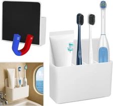 Magnetic Toothbrush & Toothpaste Holder, Wall-Mount Cruise Bathroom Organizer 