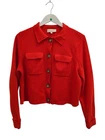 La Maille Sezane Merino Wool Betty Cardigan Red Knit Button Up Collared Size L