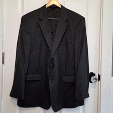 Jos A Bank 46R Gray 100 Cashmere Flannel Blazer Jacket Sport Coat Academia