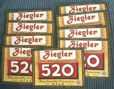 Vintage Beer Labels 9 - Ziegler 520 11 oz. Beer Labels Beaver Dam Wisconsin