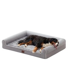 Orthopedic Large Dog Bed  Washable Dog Couch for XL Senior Dogs Light Grey