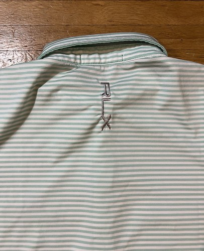 RLX Ralph Lauren Golf Polo Shirt Mens Medium Mint Striped Netjets Performance - Picture 6 of 6