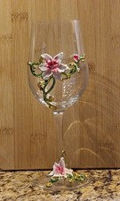 Handmade Painted Enamel Flower Glass Wine Glass Transparent Refined Goblet