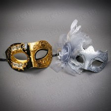Couples Venetian Musical Gold Black Silver Flower Masquerade Mask Mardi Gras