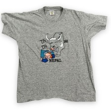 VTG  The Adventures Of TinTin Yak Nepal T-Shirt Men 38 (35)Gray Embroidered Fun