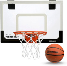 Pro Mini Indoor Basketball Hoop with Ball, over the Door, Shatter-Proof Backboar