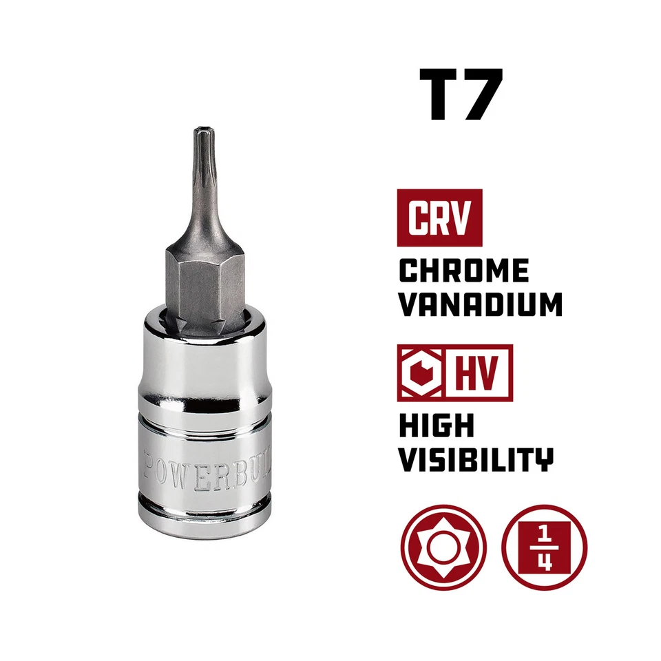 Powerbuilt 1/4 Inch Drive T-7 Tamper Proof Torx Bit Socket - 648195 - Image 2 of 4