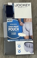 New Jockey CHAFE PROOF BOXER BRIEFS mens small 3 pk active stretch black blue
