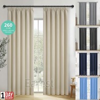 Pencil Pleat Tape Top Blackout lined Curtains Thermal Energy Saving Tie Backs