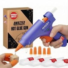 Amazzeo Mini Hot Glue Gun and Sticks Set 40pcs with 5 Fingers Safety Blue 0.36 per gallon