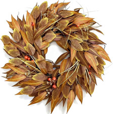 24 Inch Fall Wreath for Front Door, Autumn Leaves for Thanksgiving Decor Reali