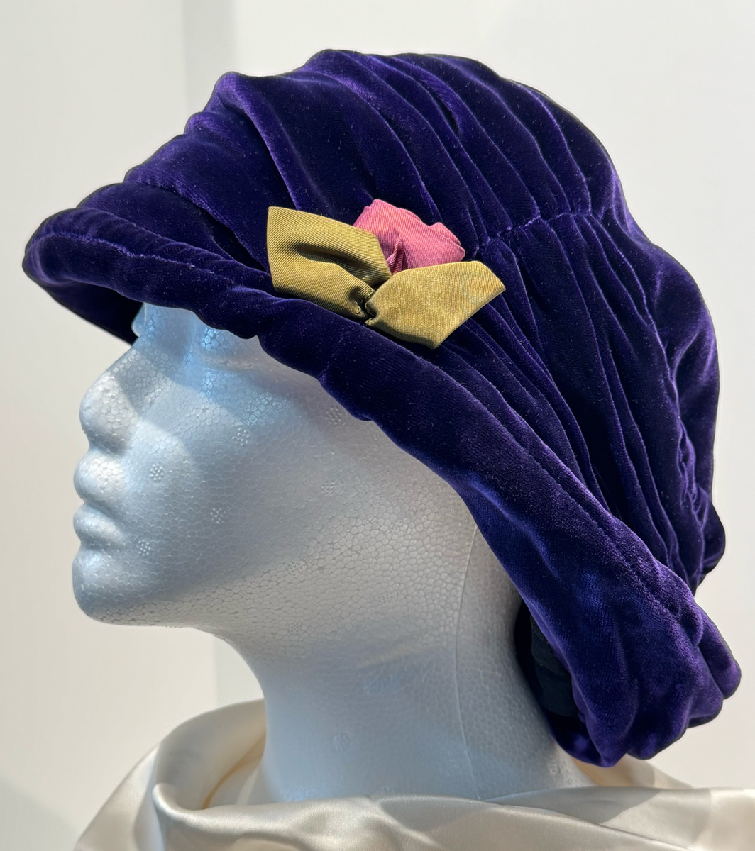 Vintage Anne LaBrusciano Hat Purple Velvet Fabric Rose  display picture 3