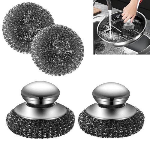 Spazzola Pentola Acciaio Inox 1-10pz con Manico Resistente Lavastoviglie Filo Sfera - Foto 8 di 24