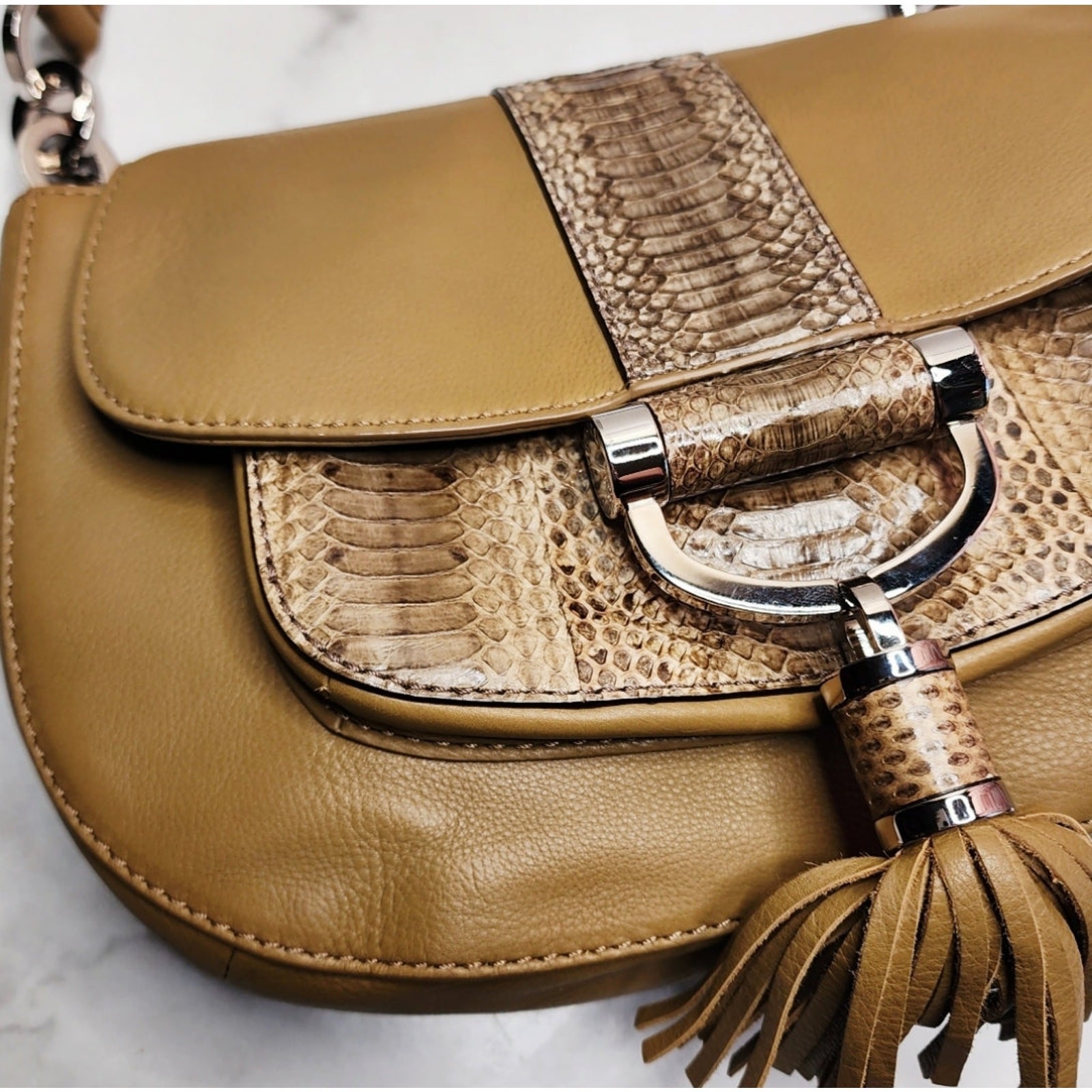 Michael Kors Python Trim with Tassel Shoulder Bag… - image 12