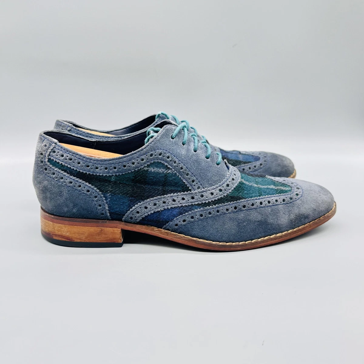 Cole Haan Mens Saddle Oxford Shoes Suede Brogue White Mint Blue G2 Sole Dress Cole Haan Multicolor Dress Shoes for Men for sale | eBay main image 3