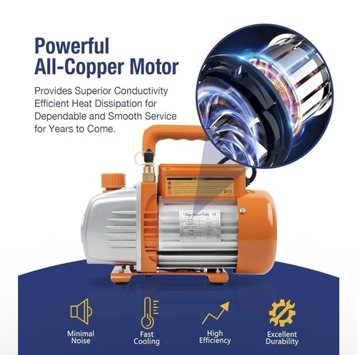 Pompa Vuoto HVAC 3.6CFM 1/4HP 3.6CF per Ricarica Refrigerante Auto A/C BA-1 - Foto 12 di 13
