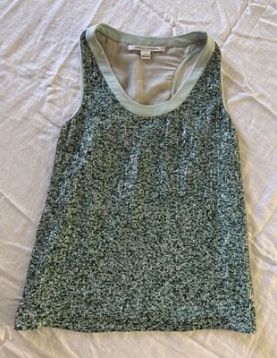 vintage diane von furstenberg sequin tunic tank XS seafoam green