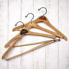 Lot of 3 1950s-60s Vintage Wood Hangers Advertising Clothes Suit Hangers Lot 11