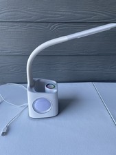 White LED Desk Lamp Touch Control USB Powered Pen Holder Time Display 6000K