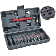 Steel Roll Pin Punch Set with Replaceable Face Hammer Bench Block Repair