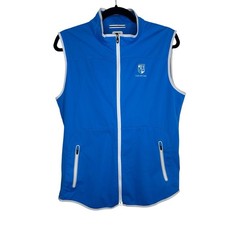 FootJoy Golf Vest Medium Blue Full Zip Coto de Caza Logo Mock Neck Sleeveless