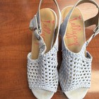 Jellypop Light Blue Crochet Wedge Strappy Sandals Women's Size 8 Ankle Strap — photo 1