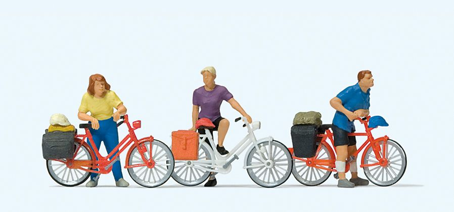 Preiser 10637 Cyclists Waiting at the Level Crossing HO Gauge Figures
