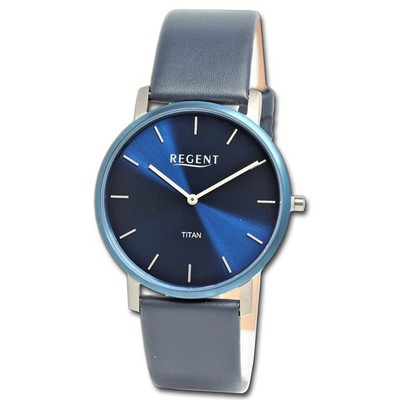 Regent Herren Armbanduhr Analog Lederarmband dunkelblau UR1094066