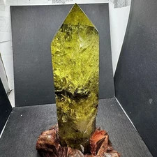 4.18LB Natural citrine Quartz Obelisk Crystal Energy Tower Point Reiki decor+st
