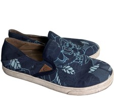 OluKai PEHUEA Womens 9.5 Print Textile Slip on Heel Shoes Trench Stormy Blue
