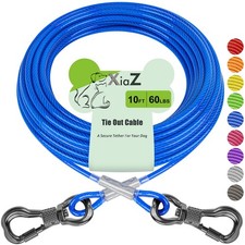 10ft Dog Tie Out Cable, Dog Runner for Yard Steel Wire Pet Cable