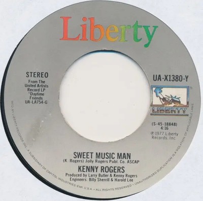 Kenny Rogers Lady / Sweet Music Man Vinyl Single 7inch Liberty