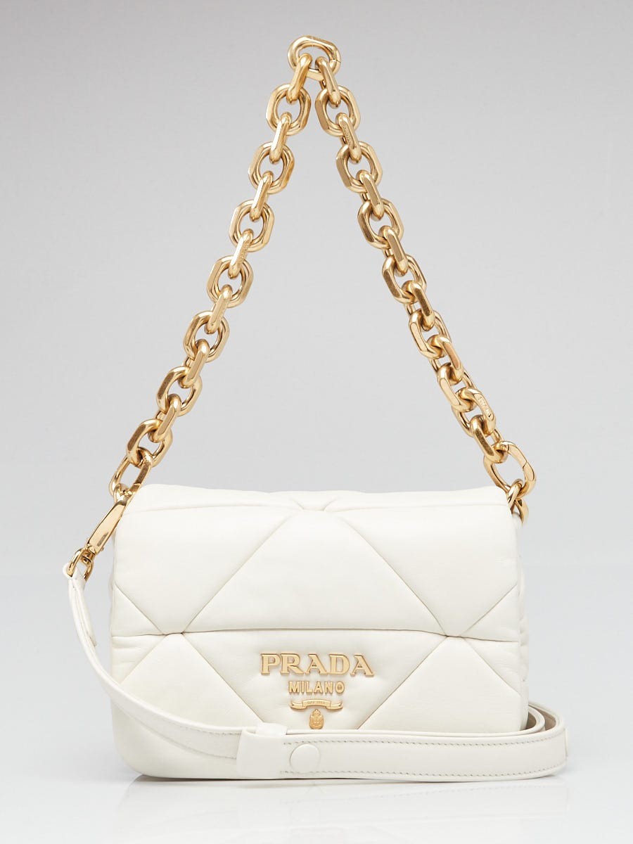Prada White Nappa Patchwork Quilted Leather Small System