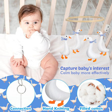 Goose Baby Mobile Crib Boys Girls Felt Duck Nursery Decor 4 Hanging Geese Shower