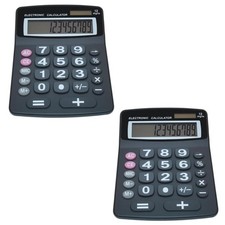 Lily' Home Jumbo 12 Digit, Solar Power, Large LCD Display - 2PK-Black, Black 