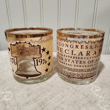 Set Of 2 Declaration of Independence 1776 USA Congress Bourbon Glasses 