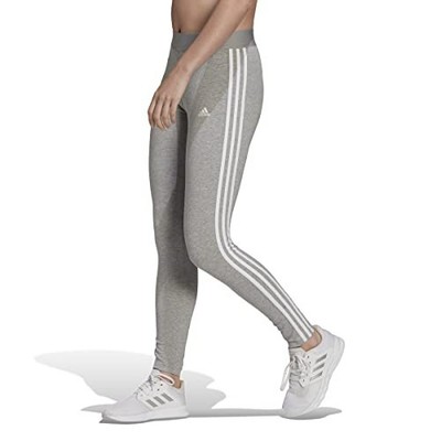Adidas Womens Medium Grey Heather 3 Striped Leggings Pull On Size M NWT