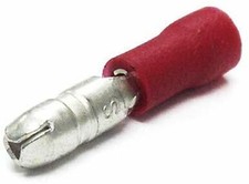 Male Bullet Connectors Vinyl Insulated .156 22-18 AWG Red - 50PK