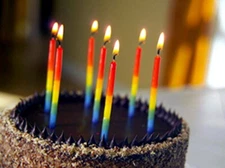 13 Handmade Hand-Dipped Rainbow Birthday Cake Candles 3 1/2" USA MADE FREE SHIP