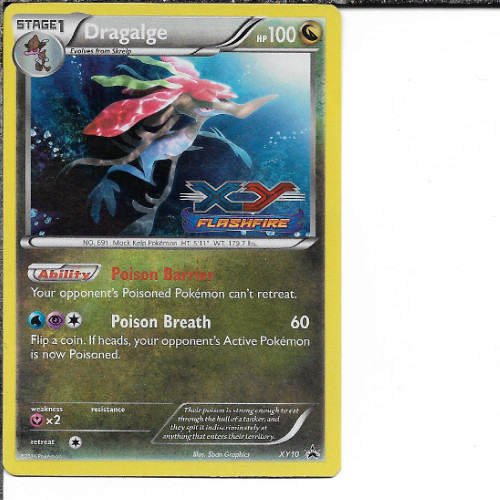 Pokemon Flashfire Dragalge Prerelease Promo #XY10 Excellent Condition