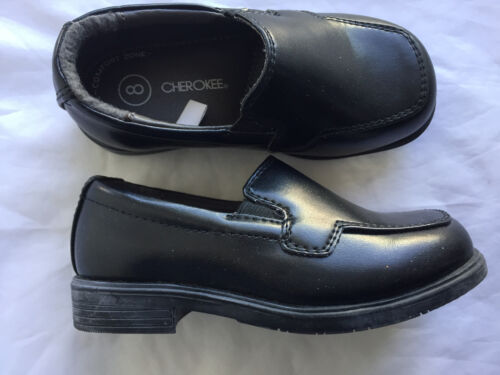 Cherokee Kids "Dudley" Black Faux Leather Shoes Boys Size 8 - Picture 3 of 4