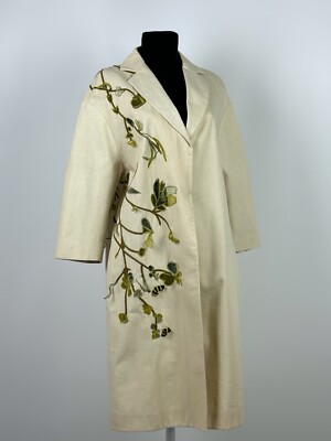 Maurizio Pecoraro Floral Embroidered Canvas 3/4 Sleeve Coat