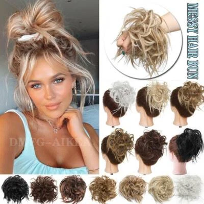 Large Thick Messy Bun Scrunchie Hair Piece Updo False Cover Curly Hair Extension