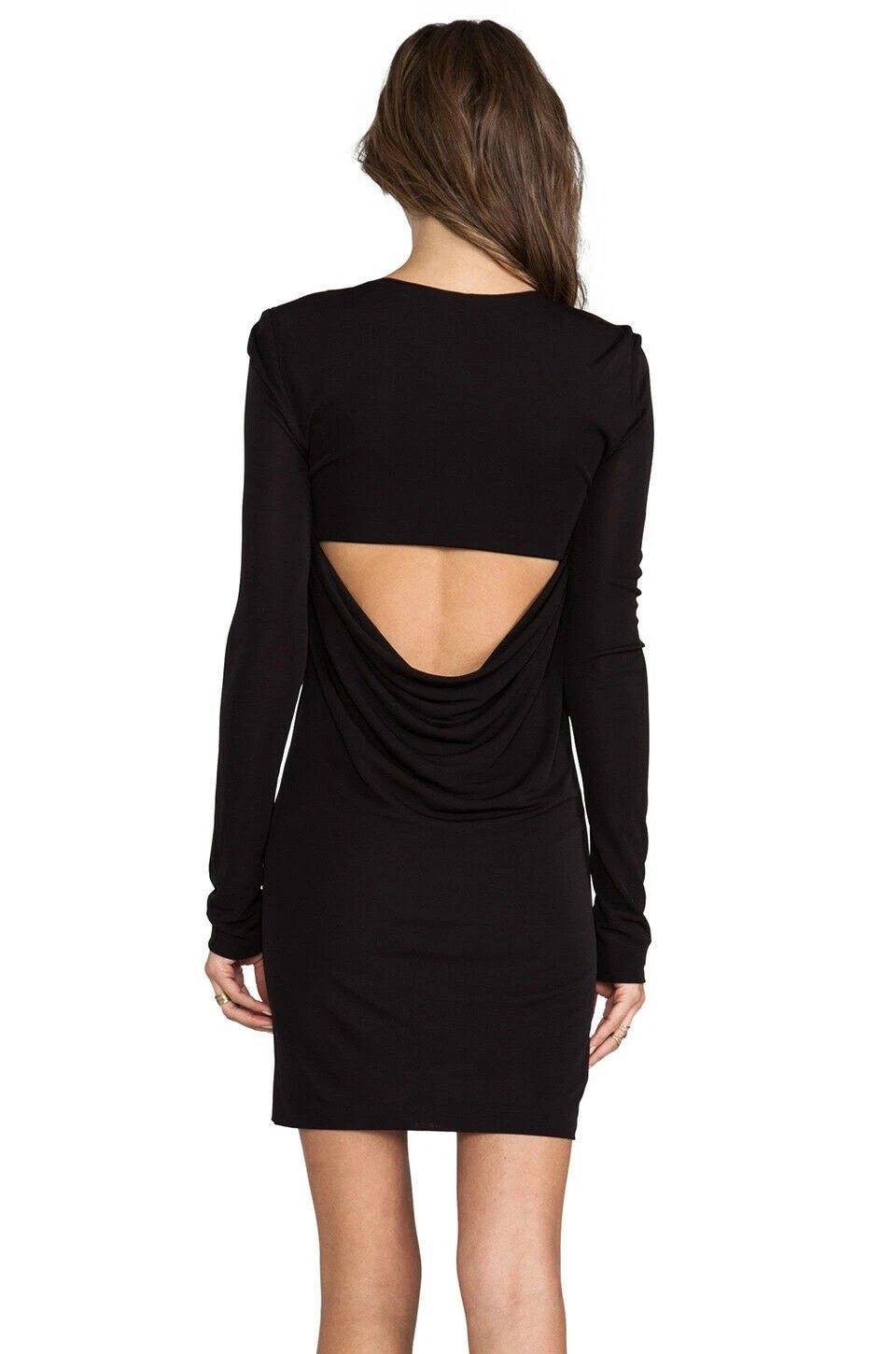 T by Alexander Wang mini abito in jersey opaco scollo drappeggiato cappuccio dietro taglia S