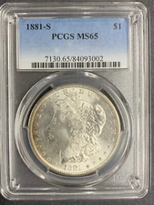 1881-S Morgan Silver Dollar, MS65 PCGS (9925)