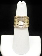 Sterling Silver Interesting Pattered Design Curved Face Ring SZ 6.25 FMA757