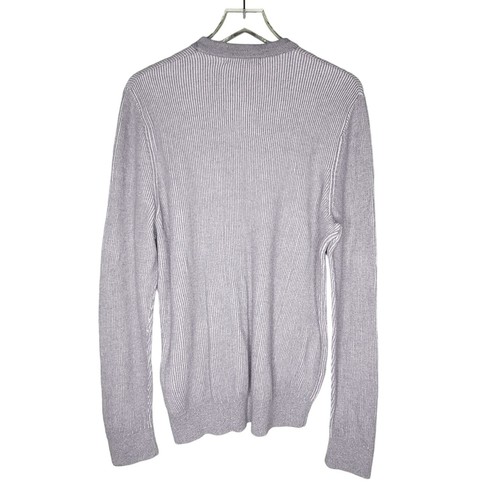 Michael Kors Mens Sweater Large Gray Crew Neck Pullover Logo Ribbed Minimalist - Picture 4 of 8