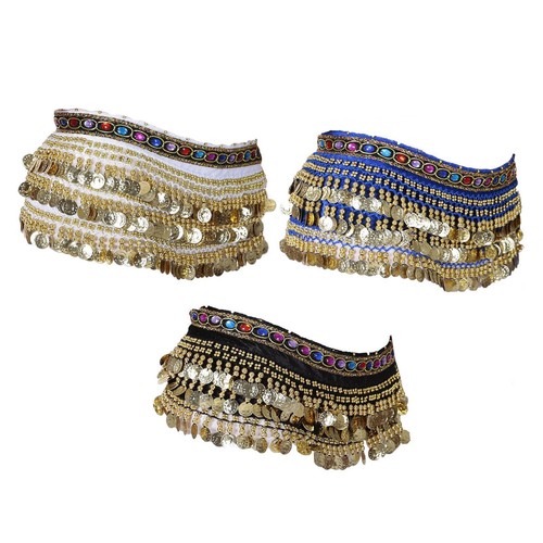 Robe Danse Orientale Écharpe De Hanche Danse Du Ventre - Avec 128 Pièces Dorées Pendantes - Mousseline Transparente - Pour Cours, Spectacles, Yoga Foulard Danse Orientale