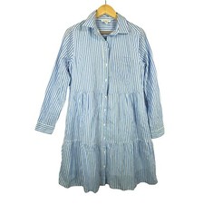 Beach Lunch Lounge 90s striped shirt dress blue preppy sz S