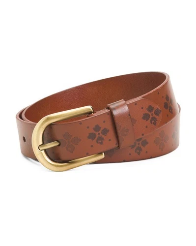 PATRICIA NASH Leather Vietri Belt In Signature Logo Print New With Tag Size M